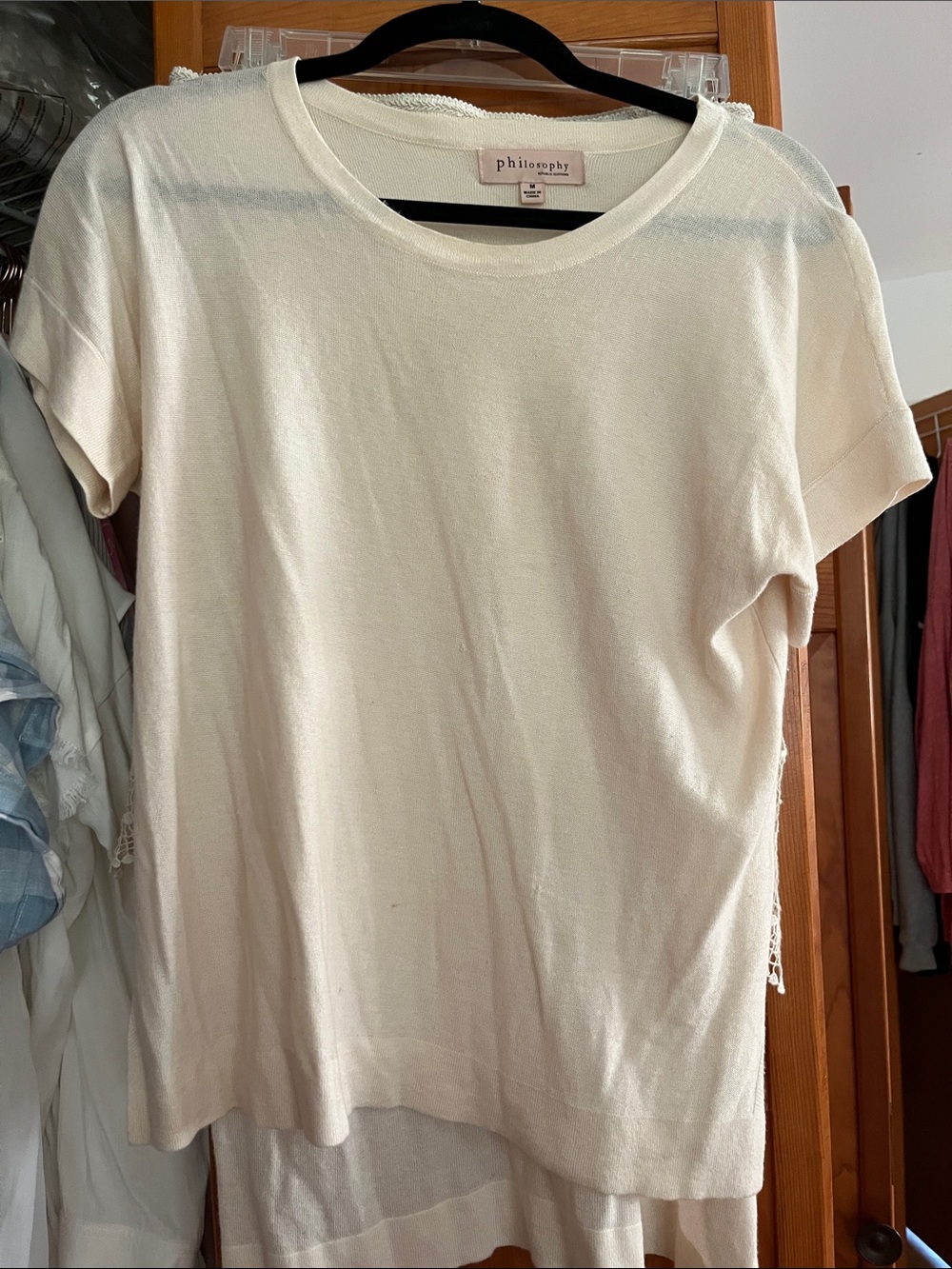 Philosophy Cream Short-Sleeve Knit Tee